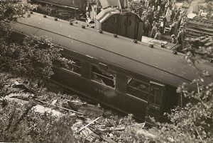 Irish Mail - railway workers and officials inspecting and removing the wreckage