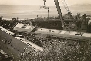 Irish Mail - lifting and removing the wrecked coaches by crane